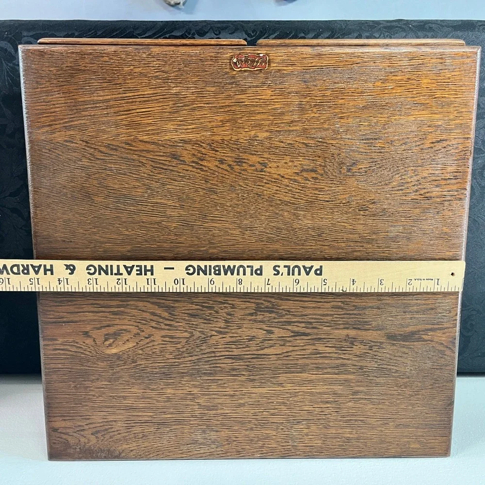 Antique Weis Oak 2 Drawer Card Catalog Desktop File Cabinet Library Storage Box
